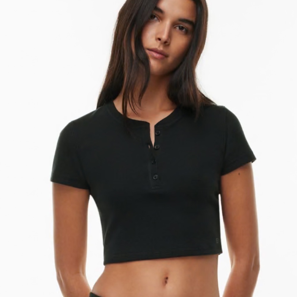 Sunday best waffle tee button up cropped